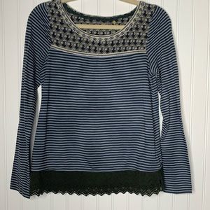 Anthropologie Little Yellow Button striped size M